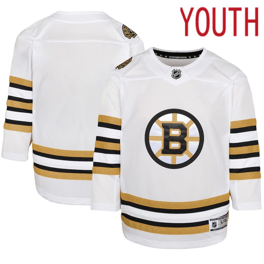 Youth Boston Bruins White 100th Anniversary Premier NHL Jersey->->Youth Jersey